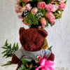 Luxury romantic flower arrangement with teddy bear by Snyder Flowers in San