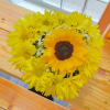 Yellow sunflower and daisy bouquet with white filler flowers