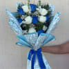 Full Dozen Wrapped in Lux Wrapping Paper 
Blue and white themed