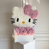 Hello Kitty floral arrangement in a white box with pink and white roses