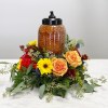 Fall scented candle with a fresh fall arrangement. 
Small jar mama, small