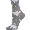 Gray sock with ghost and star pattern