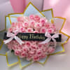 A lush, rounded bouquet of pale pink roses designed to make someone