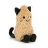 Plush cat toy with tan fur and black ears, paws, and tail