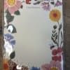 Floral stationery pad with pink, yellow, and purple flowers and butterflies