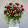 12, 24 or 36 Premium Red Roses in a glass vase, with