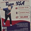 Poster of a bocce player with event details and donation amount.