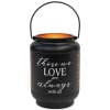 Black memorial lantern with a handle and the words "those we LOVE are always with us"