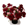 French red roses paired with delicate pink mini roses in a sleek