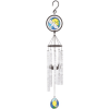 Decorative hanging wind chime with stained-glass accents