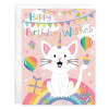 Greeting card with envelope reads:

Front: "Happy birthday wishes"
Inside: "Have a purrfect day!"

Gina