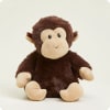 Brown plush monkey toy with beige face, hands, and feet