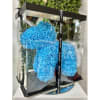 Blue artificial rose unicorn figure in a clear display box with black base and lid