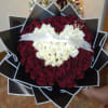 Bouquet of red and white roses with a Happy Birthday ribbon