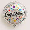 Round silver balloon with "Congratulations!" text and colorful stars