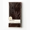 Dark chocolate bar in a clear wrapper labeled salted caramel