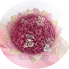 A tightly packed dome of petite pink roses creates the first impression