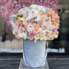 Beautiful pinks, whites and peaches with light blue box