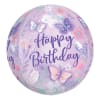Lavender birthday balloon with butterflies and floral print