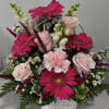 Large Basket Filled with Gerbera Daisy, Roses, Snap Dragons, Carnations And Fillers