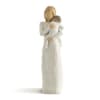 Carved figurine of an adult holding a child