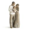 Wooden figurine of a couple holding a baby