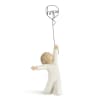 Small figurine holding a balloon with the word hope