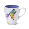 White mug with a colorful butterfly design and purple interior