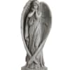 Gray angel statue with folded wings and a halo
