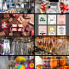 Collage of gift items, cards, lanterns, and decorative home accents