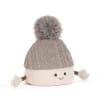 Plush winter hat character with pom-pom and small arms
