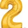 Gold Number 2 Mid-Size Foil Balloon, Helium Balloon 
