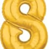 Gold Number 8 Mid-Size Foil Balloon, Helium Filled