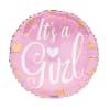 Pink round balloon with "It's a Girl" text and heart accents