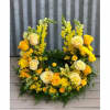 Yellow and cream rose wreath with mixed yellow flowers