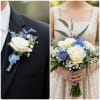 This is a set. One hand tied bouquet with roses and a