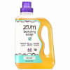 Bottle of Zum laundry soap with a purple cap and yellow liquid