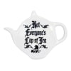 White teapot-shaped cup with black text reading Not Everyone's Cup of Tea