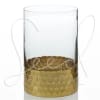 Clear glass vase with gold decorative banding