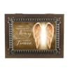 Decorative memorial plaque with angel wings and a sympathy quote
