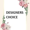 Floral framed card with pink flowers and the words Designers Choice