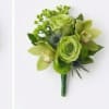 Green wedding bouquet with roses and orchids