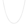 Thin silver chain necklace on a white background