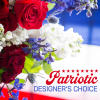 Elevate your patriotic celebrations with our exquisite Patriotic Designer's Choice flower arrangement!