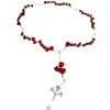 Red rose petal necklace with a small cross pendant