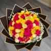 Bouquet of pink, yellow, and cream roses with butterfly picks