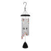 Black hanging wind chime with printed floral tubes and a clapper