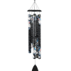 Black hanging wind chime with floral-patterned tubes
