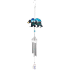 Hanging wind chime with a bear-shaped ornament and silver tubes