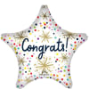 Star-shaped balloon with "Congrats!" text and confetti dots